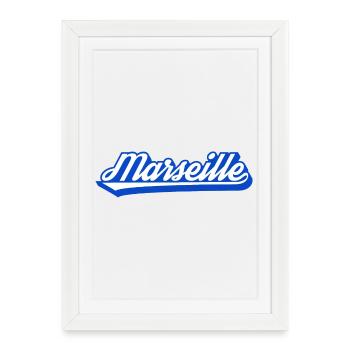 Marseille Retro Blue Script - Framed poster (27 × 37 cm) - white - Front