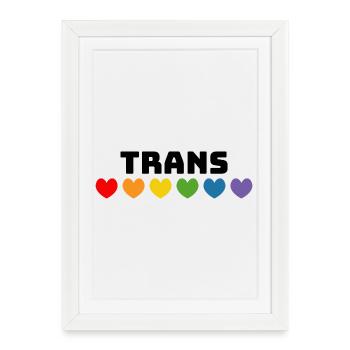 Rainbow heart trans black - Framed poster (27 × 37 cm) - white - Front