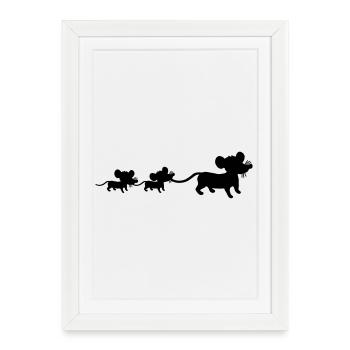 Mouse Family Mom Dad 2 Kids Mom Silhouette - Framed poster (27 × 37 cm) - white - Front