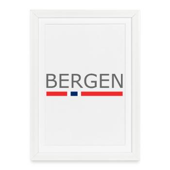 Bergen - Bryggen - Norvège - Norvège - Norvège - Affiche encadrée (27 × 37 cm) - blanc - Devant