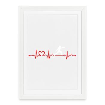 Heartbeat Escrime EKG Ligne Sword Fighter - Affiche encadrée (27 × 37 cm) - blanc - Devant