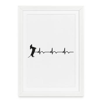 Dachshund ECG Heartbeat - Framed poster (27 × 37 cm) - white - Front