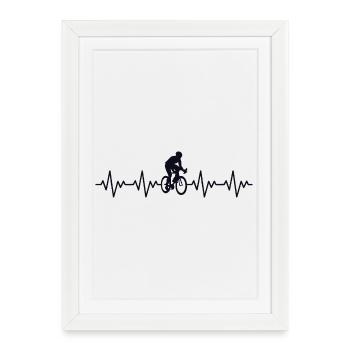 Vélo de route ECG Battement de cœur Fréquence cardiaque - Affiche encadrée (27 × 37 cm) - blanc - Devant