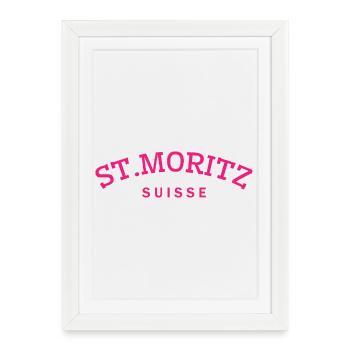St. Moritz - Suisse - Switzerland - Swiss - Affiche encadrée (27 × 37 cm) - blanc - Devant