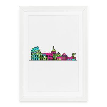Colossée de la Skyline de Rome City Art moderne en ligne - Affiche encadrée (27 × 37 cm) - blanc - Devant