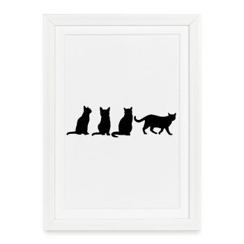félin - Affiche encadrée (27 × 37 cm) - blanc - Devant