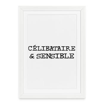 Célibataire & Sensible - Affiche encadrée (27 × 37 cm) - blanc - Devant