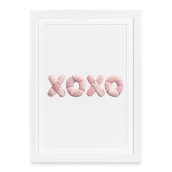 Plush Patchwork XOXO Design Pink - Framed poster (27 × 37 cm) - white - Front