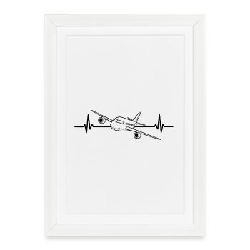 Airplane With Heartbeat Airplanes Love - Framed poster (27 × 37 cm) - white - Front