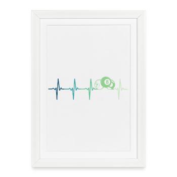 Billard boule de billard  - Affiche encadrée (27 × 37 cm) - blanc - Devant