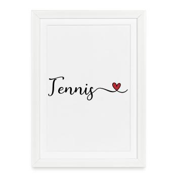 Tennis - I heart Tennis - Gerahmtes Poster (27 × 37 cm) - Weiß - Vorne