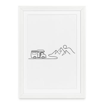 Tournée des montagnes Campper - Affiche encadrée (27 × 37 cm) - blanc - Devant