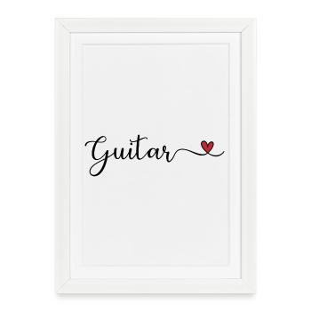 Guitar - Framed poster (27 × 37 cm) - white - Front