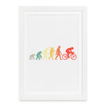 Radfahren Evolution Für Radfahrer Retro Radsport - Gerahmtes Poster (27 × 37 cm) - Weiß - Vorne