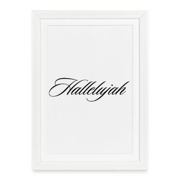 Halleluja Kursivschrift Glauben Lob Design - Gerahmtes Poster (27 × 37 cm) - Weiß - Vorne