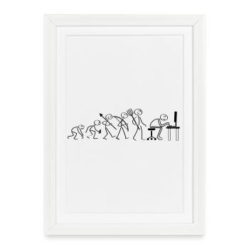 Evolution Computerarbeit - Gerahmtes Poster (27 × 37 cm) - Weiß - Vorne