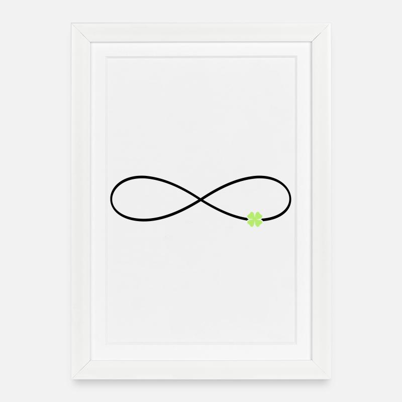 Unendlichkeitszeichen Glück Kleeblatt - Gerahmtes Poster (27 × 37 cm) - Weiß