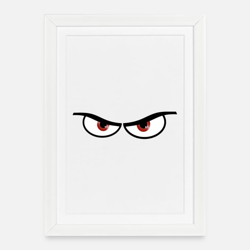 Böse Augen - Geschenk Idee - Gerahmtes Poster (27 × 37 cm) - Weiß