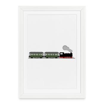 Train chemin de fer locomotive à vapeur voie étroite nostalgie ferroviaire - Affiche encadrée (27 × 37 cm) - blanc - Devant
