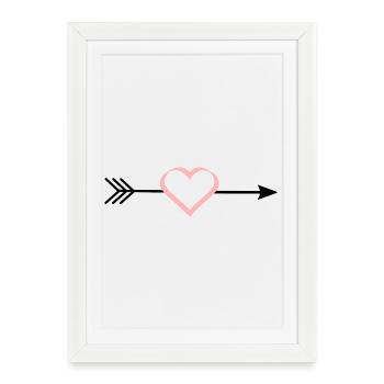 coeur rose coeur rose red arrow hearts Saint-Valentin - Affiche encadrée (27 × 37 cm) - blanc - Devant