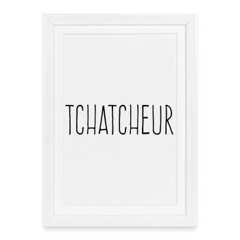Tchatcheur - Humour Homme Bavard - Affiche encadrée (27 × 37 cm) - blanc - Devant