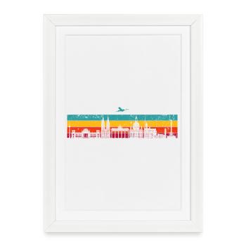Vibrant Skyline Stripes - Framed poster (27 × 37 cm) - white - Front