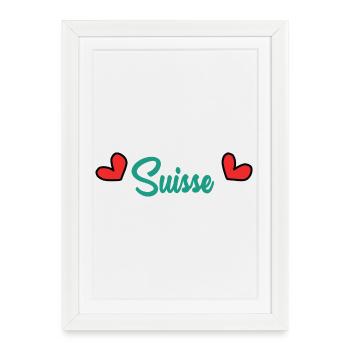 SUISSE. HUMOUR. PAYS. DRAPEAU. GENEVE. LAUSANNE - Affiche encadrée (27 × 37 cm) - blanc - Devant