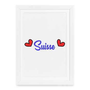 SUISSE. HUMOUR. PAYS. DRAPEAU - Affiche encadrée (27 × 37 cm) - blanc - Devant