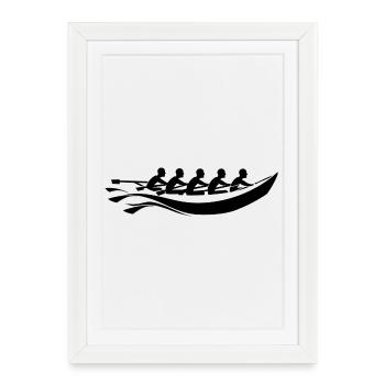 Rowing Team Cartoon Look - Framed poster (27 × 37 cm) - white - Front