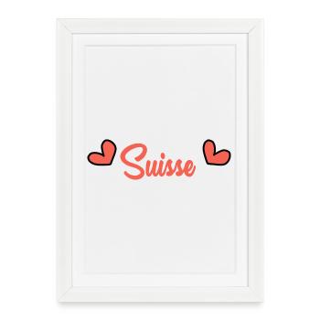 SUISSE. PAYS. GENEVE. DRAPEAU - Affiche encadrée (27 × 37 cm) - blanc - Devant