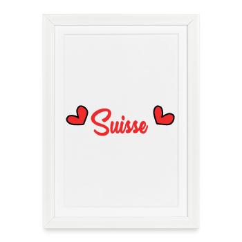 SUISSE. PAYS. GENEVE. HUMOUR. DRAPEAU. GENEVE - Affiche encadrée (27 × 37 cm) - blanc - Devant