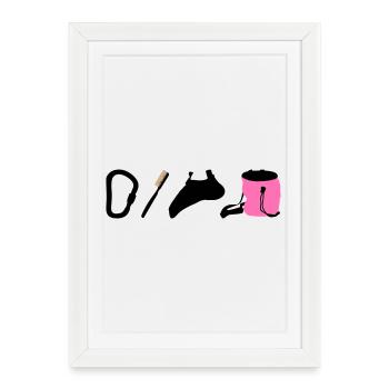 Logo d’escalade Emblème de bloc Chaussures d’escalade Brosse - Affiche encadrée (27 × 37 cm) - blanc - Devant