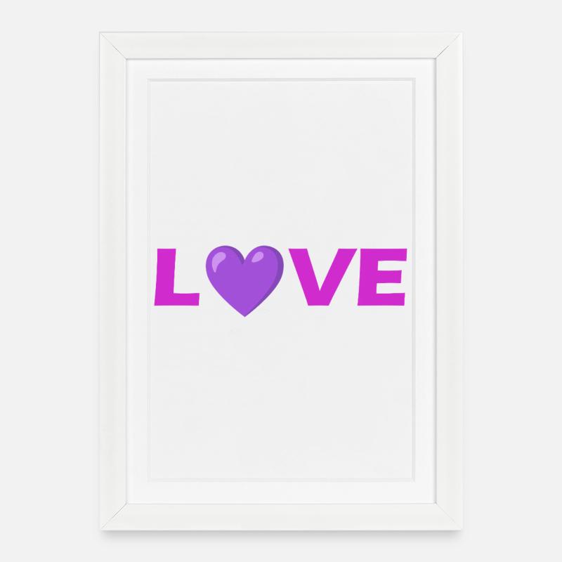 Love Heart Typography Design - Framed poster (27 × 37 cm) - white