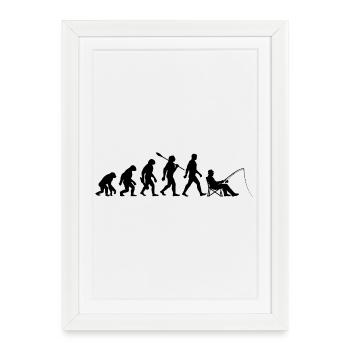 Evolution - Pêche, Cadeau de pêcheur - Affiche encadrée (27 × 37 cm) - blanc - Devant