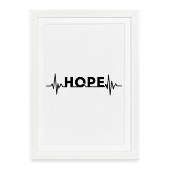HOPE Lettering with Heartbeat – Hope Motif - Framed poster (27 × 37 cm) - white - Front
