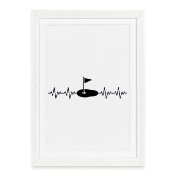 Golf Golfer Golf Course ECG Heartbeat Heart Rate - Framed poster (27 × 37 cm) - white - Front