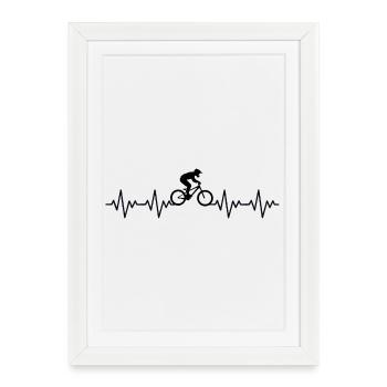 VTT Descente ECG Battement de cœur Fréquence cardiaque - Affiche encadrée (27 × 37 cm) - blanc - Devant