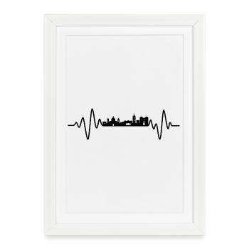 Naples Heartbeat Skyline Napoli - Affiche encadrée (27 × 37 cm) - blanc - Devant