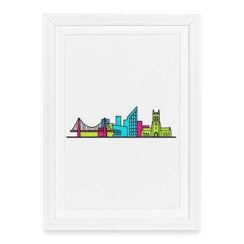 Hull City Skyline The Deep Aquarium Line Art - Framed poster (27 × 37 cm) - white - Front