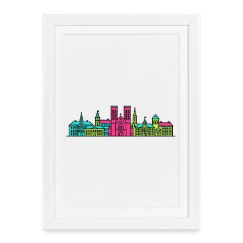 Lund City Skyline Cathedral Modern Line Art - Framed poster (27 × 37 cm) - white - Front