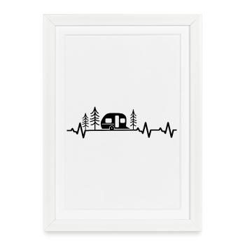 Caravan Camping Heartbeat - Framed poster (27 × 37 cm) - white - Front