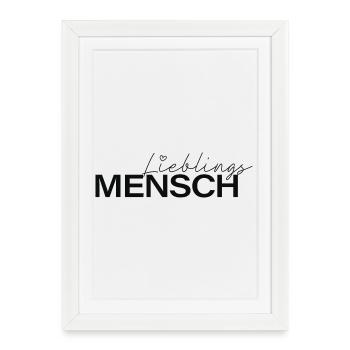 Lieblingsmensch Typografie  - Gerahmtes Poster (27 × 37 cm) - Weiß - Vorne