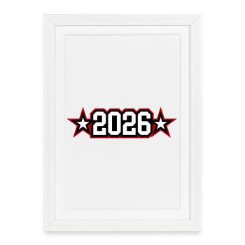 2026 Jahr - Gerahmtes Poster (27 × 37 cm) - Weiß - Vorne