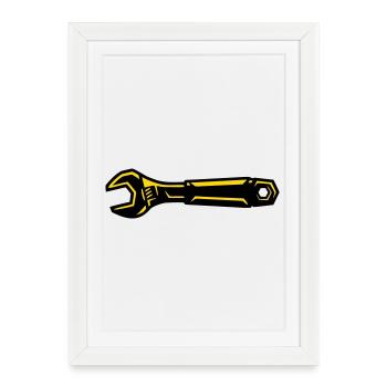 Tournevis mécanique d’outil à molette - Affiche encadrée (27 × 37 cm) - blanc - Devant