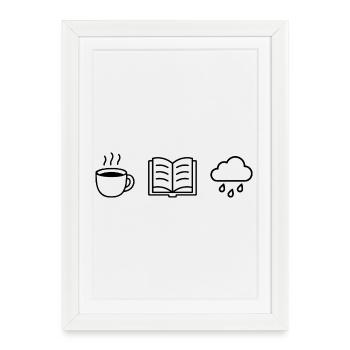 Coffee Books and Rain - Framed poster (27 × 37 cm) - white - Front