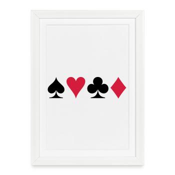 Poker - Jeu de cartes - Affiche encadrée (27 × 37 cm) - blanc - Devant