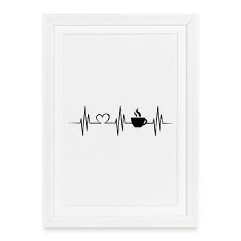 Icône du logo Heartbeat Heartbeat Puls Coffee - Affiche encadrée (27 × 37 cm) - blanc - Devant