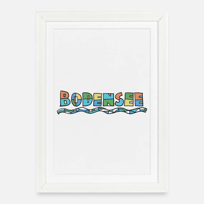 Bodensee Farbschrift - Gerahmtes Poster (27 × 37 cm) - Weiß