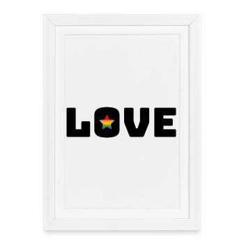 Love Star Arc-en-ciel noir - Affiche encadrée (27 × 37 cm) - blanc - Devant