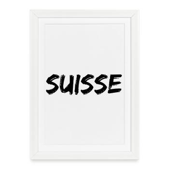 SUISSE. PAYS. GENEVE. HUMOUR. DRAPEAU. GENEVE. - Affiche encadrée (27 × 37 cm) - blanc - Devant